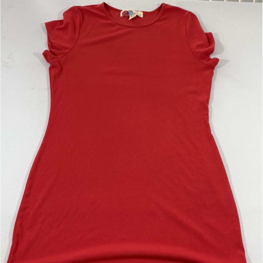FREE PEOPLE Beach Hot Orange Good Feels Slim Midi Pullover Dress Cap Sleeve XL - Picture 3 of 12